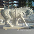 Hand carving natural white marble horse statue life size